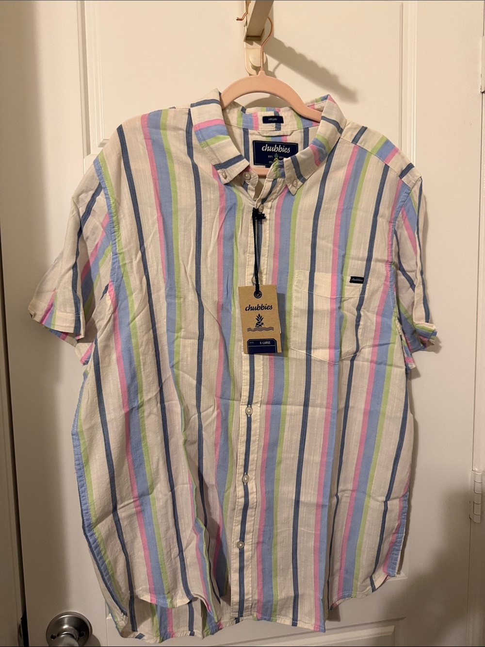 Chubbies Men’s Pastel Multi-Stripe Short Sleeve Button-Up Shirt